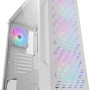 MARSGAMING MC-GEO, Case Gaming ATX, 4x Ventole FRGB Rainbow 12cm, Pannello Frontale Mesh Geometrico, Finestra Laterale Vetro Temperato, Semitorre Doppia Camera, Supporto Raffreddamento Liquido, Bianco