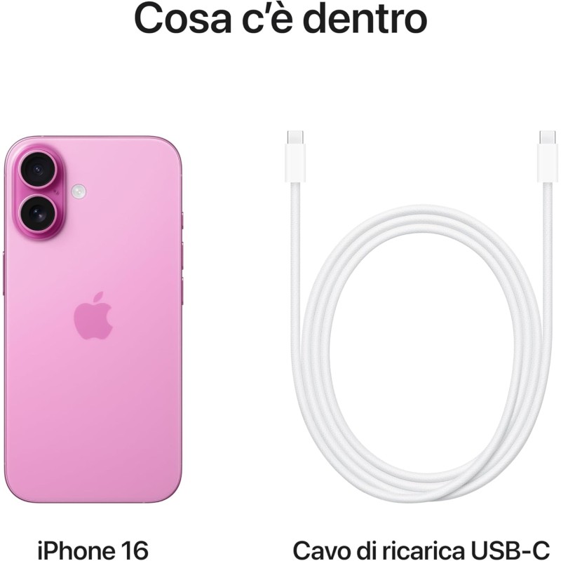 Apple iPhone 16 256 GB - Rosa + Custodia MagSafe trasparente - 256 GB Rosa Apple iPhone 16 256 GB - Rosa + Custodia MagSafe trasparente - 256 GB Rosa