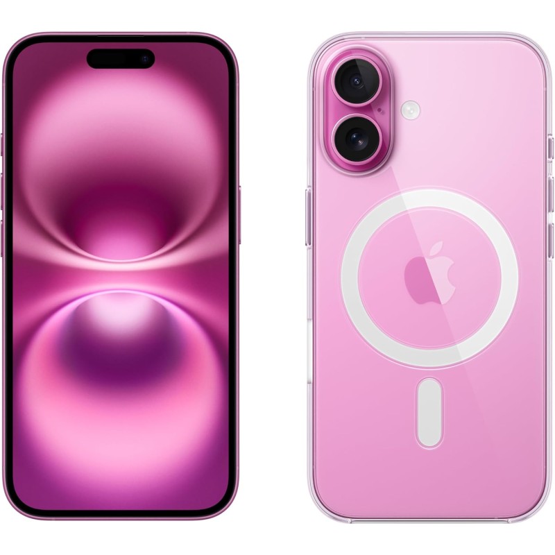 Apple iPhone 16 256 GB - Rosa + Custodia MagSafe trasparente - 256 GB Rosa Apple iPhone 16 256 GB - Rosa + Custodia MagSafe trasparente - 256 GB Rosa