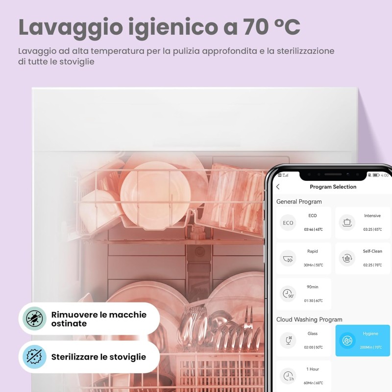 COMFEE' CDWPB1215P-W Lavastoviglie da Incasso con 12 coperti, 8 Programmi, di avviamento ritardato, Funzione di Mezzo Carico, Home Connect, cloud wash, Asciugatura Extra - Inox