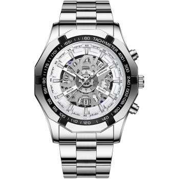 Basfur Orologio Analogico al Quarzo Uomo con Cinturino in Acciaio Inossidabile Bas-Mon-Ho-225-08