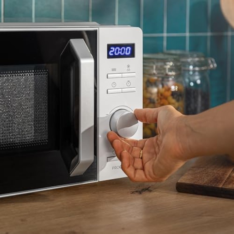 Cecotec Forno a Microonde Proclean 5010 Inverter White. 700W, Capacità 19 Litri, 5 Livelli di Potenza, Piatto Girevole da 245 mm, Timer 30 Min, 8 Programmi e Avvisatore Acustico - Bianco