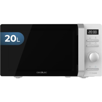 Cecotec Forno a Microonde Proclean 5010 Inverter White. 700W, Capacità 19 Litri, 5 Livelli di Potenza, Piatto Girevole da 245 mm, Timer 30 Min, 8 Programmi e Avvisatore Acustico - Bianco