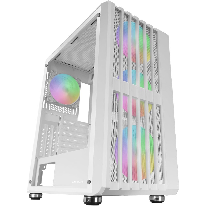 MARSGAMING MC-VAULT, Case Gaming ATX, 4x Ventole ARGB 120mm, Pannello Frontale Mesh con Design Verticale, Finestra Laterale Vetro Temperato, 3x Slot PCI Verticali, Semitorre PC Professionale, Bianco MARSGAMING MC-VAULT, Case Gaming ATX, 4x Ventole ARGB 120mm, Pannello Frontale Mesh con Design Verticale, Finestra Laterale Vetro Temperato, 3x Slot PCI Verticali, Semitorre PC Professionale, Bianco