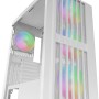 MARSGAMING MC-VAULT, Case Gaming ATX, 4x Ventole ARGB 120mm, Pannello Frontale Mesh con Design Verticale, Finestra Laterale Vetro Temperato, 3x Slot PCI Verticali, Semitorre PC Professionale, Bianco
