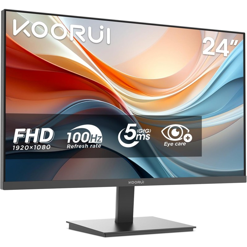 KOORUI E2412F Monitor PC 24 pollici, Full HD VA 100HZ, 5ms, 1920x1080, Schermo PC HDMI1.4 e VGA, VESA 100x100 mm, Adaptive Sync, Inclinazione Regolabile, Pannello ultra Sottile - 24 Pollici KOORUI E2412F Monitor PC 24 pollici, Full HD VA 100HZ, 5ms, 1920x1080, Schermo PC HDMI1.4 e VGA, VESA 100x100 mm, Adaptive Sync, Inclinazione Regolabile, Pannello ultra Sottile - 24 Pollici