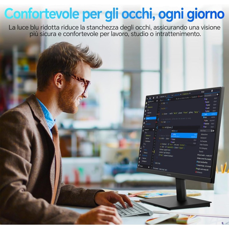 KOORUI E2412F Monitor PC 24 pollici, Full HD VA 100HZ, 5ms, 1920x1080, Schermo PC HDMI1.4 e VGA, VESA 100x100 mm, Adaptive Sync, Inclinazione Regolabile, Pannello ultra Sottile - 24 Pollici KOORUI E2412F Monitor PC 24 pollici, Full HD VA 100HZ, 5ms, 1920x1080, Schermo PC HDMI1.4 e VGA, VESA 100x100 mm, Adaptive Sync, Inclinazione Regolabile, Pannello ultra Sottile - 24 Pollici