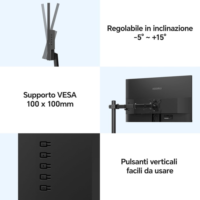 KOORUI E2212F Monitor PC 21.45 pollici, Full HD VA 100HZ, 5ms, 1920x1080, Schermo PC HDMI1.4 e VGA, VESA 100x100 mm, Inclinazione Regolabile, Pannello ultra Sottile - 21.45 Pollici KOORUI E2212F Monitor PC 21.45 pollici, Full HD VA 100HZ, 5ms, 1920x1080, Schermo PC HDMI1.4 e VGA, VESA 100x100 mm, Inclinazione Regolabile, Pannello ultra Sottile - 21.45 Pollici