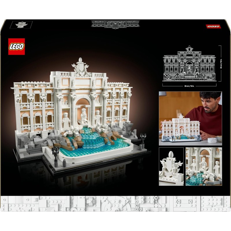 LEGO Architecture Fontana di Trevi - Model Kit of Baroque Monuments with Facade of Palazzo Poli and Sculptures - DIY for Adults Collectible - Gift for Men or Women Lovers of History - 21062