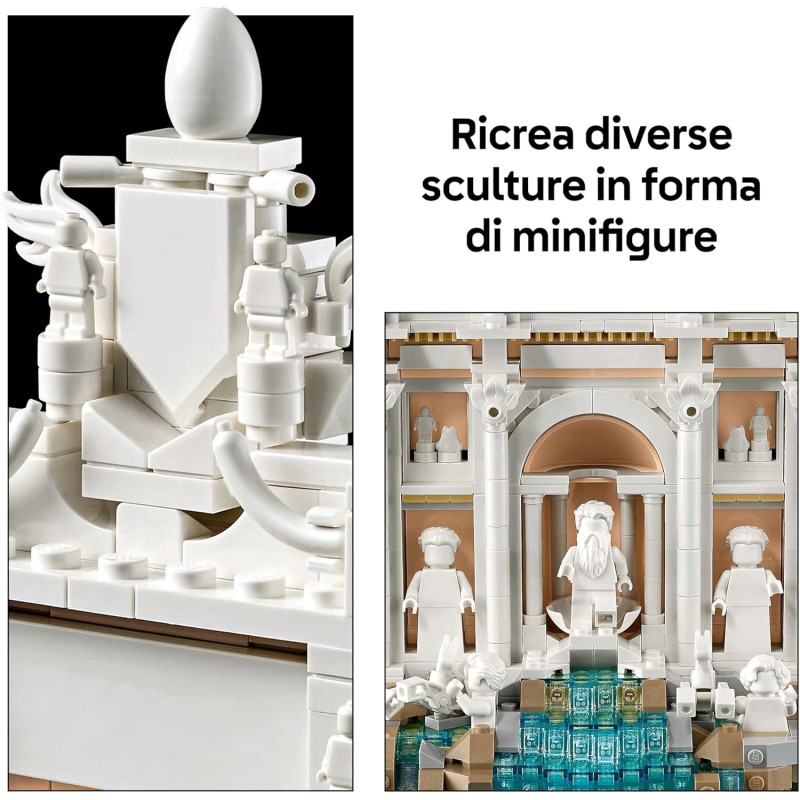 LEGO Architecture Fontana di Trevi - Model Kit of Baroque Monuments with Facade of Palazzo Poli and Sculptures - DIY for Adults Collectible - Gift for Men or Women Lovers of History - 21062