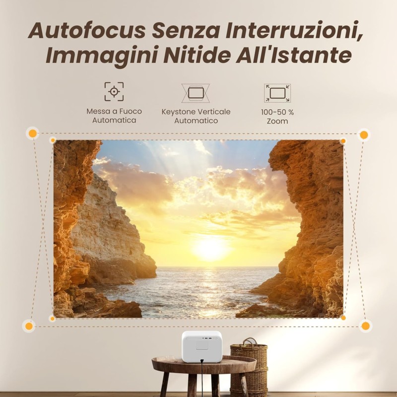 Proiettore【Suono di JBL & 700 ANSI】Yaber 1080P Full HD Proiettore Portatile, Proiettore WiFi6 Bluetooth【Autofocus Senza Ostacoli】Videoproiettore Home Cinema per TV Stick/HDMI/USB/PC/PS5 - Misty White Proiettore【Suono di JBL & 700 ANSI】Yaber 1080P Full HD Proiettore Portatile, Proiettore WiFi6 Bluetooth【Autofocus Senza Ostacoli】Videoproiettore Home Cinema per TV Stick/HDMI/USB/PC/PS5 - Misty White