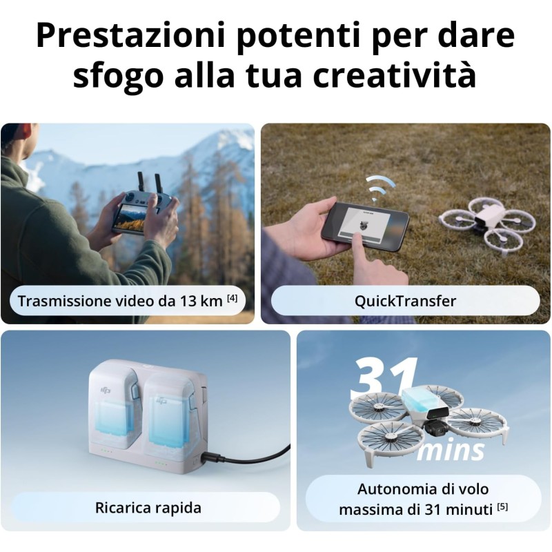 DJI Flip Combo Fly More (RC2 con schermo), drone con fotocamera UHD 4K per adulti, decollo dalla mano, ritorno automatico, volo intelligente, 3 batterie per un'autonomia di volo di 93 minuti