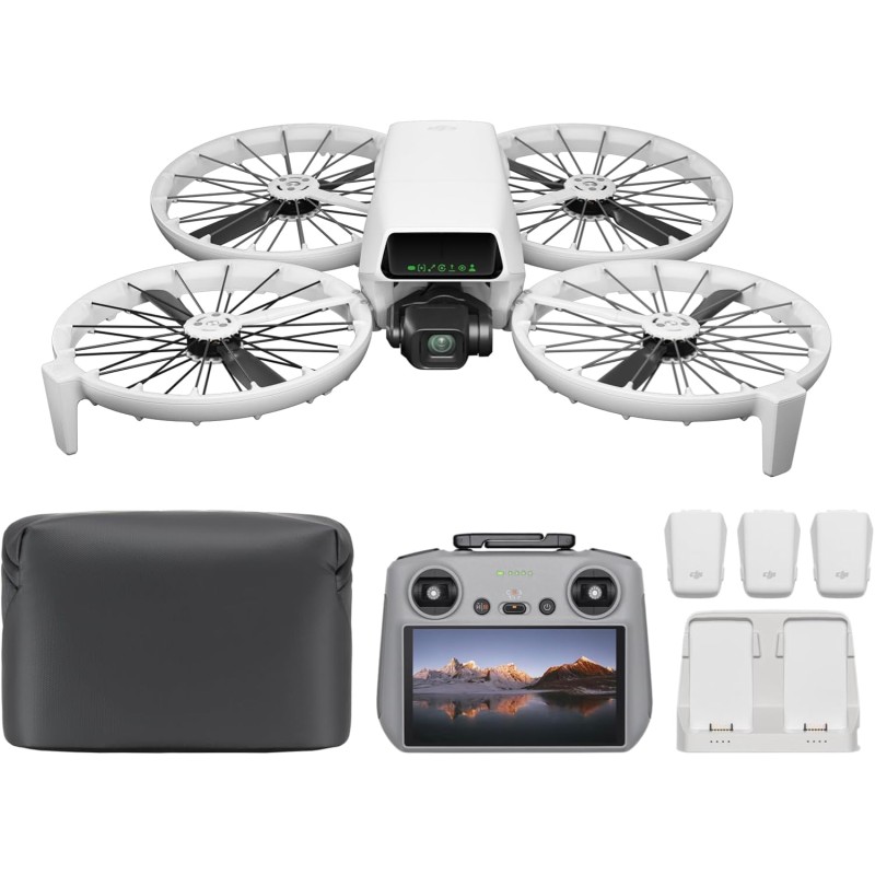 DJI Flip Combo Fly More (RC2 con schermo), drone con fotocamera UHD 4K per adulti, decollo dalla mano, ritorno automatico, volo intelligente, 3 batterie per un'autonomia di volo di 93 minuti