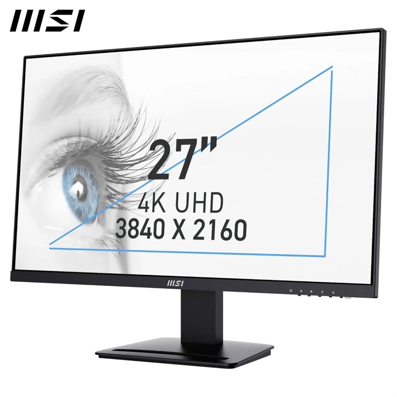 MSI PRO MP273U Monitor da ufficio da 27" UHD IPS 3840 x 2160, PIP/PBP, Ampia gamma di colori, Schermo Eye-Friendly, Altoparlanti integrati, Regolabile in inclinazione - HDMI 2.0b, DP (1.4a), Nero - 27" Nero MSI PRO MP273U Monitor da ufficio da 27" UHD IPS 3840 x 2160, PIP/PBP, Ampia gamma di colori, Schermo Eye-Friendly, Altoparlanti integrati, Regolabile in inclinazione - HDMI 2.0b, DP (1.4a), Nero - 27" Nero