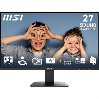 MSI PRO MP273U Monitor da ufficio da 27" UHD IPS 3840 x 2160, PIP/PBP, Ampia gamma di colori, Schermo Eye-Friendly, Altoparlanti integrati, Regolabile in inclinazione - HDMI 2.0b, DP (1.4a), Nero - 27" Nero