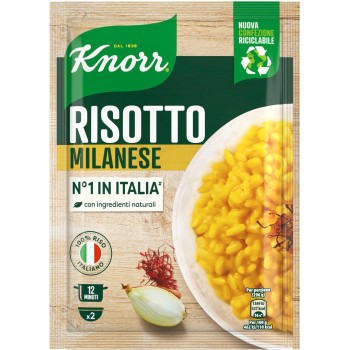 Knorr Risotto alla Milanese, Risotto Pronto con Ingredienti Naturali, 100% Riso Italiano e Chicci al Dente, Preparazione in Pentola o al Microonde, 175g, 2 Porzioni (Confezione da 6) - 175 g (Confezione da 6)
