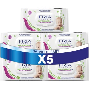 Fria Classic Baby Sensation Salviette per Cambio Pannolino, con Estratto di Camomilla ad Effetto Detergente sulla Pelle, Dermatologicamente Testate, 5 ConfezionI da 72 Salviette - 72 unità (Confezione da 5) Fria Classic Baby Sensation Salviette per Cambio Pannolino, con Estratto di Camomilla ad Effetto Detergente sulla Pelle, Dermatologicamente Testate, 5 ConfezionI da 72 Salviette - 72 unità (Confezione da 5)