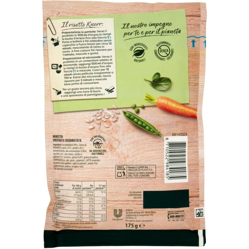 Knorr Risotto Primavera, Risotto Pronto con Ingredienti Naturali, 100% Riso Italiano e Chicci al Dente, Preparazione in Pentola o al Microonde, 175g, 2 Porzioni (Confezione da 5) - 175 g (Confezione da 5) Knorr Risotto Primavera, Risotto Pronto con Ingredienti Naturali, 100% Riso Italiano e Chicci al Dente, Preparazione in Pentola o al Microonde, 175g, 2 Porzioni (Confezione da 5) - 175 g (Confezione da 5)