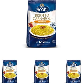 Riso Scotti - Risotto alla Milanese - Riso Carnaroli con Zafferano Ambrato Senza Glutine - 210 gr (Confezione da 4) - 210 g (Confezione da 4)