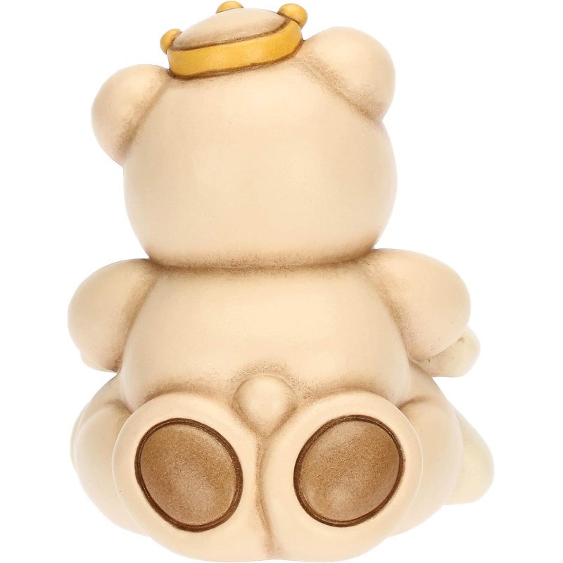 THUN, Teddy Buon Anno 2025 in Ceramica di Alta Qualità, Versione Champagne, Collezione Natale, Statuine da Collezione, Idea Regalo per Natale, 6,5 x 6,8 x 7,8 cm