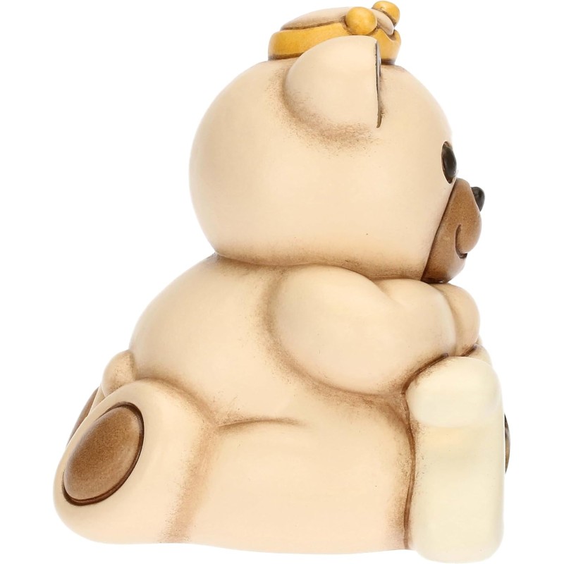 THUN, Teddy Buon Anno 2025 in Ceramica di Alta Qualità, Versione Champagne, Collezione Natale, Statuine da Collezione, Idea Regalo per Natale, 6,5 x 6,8 x 7,8 cm