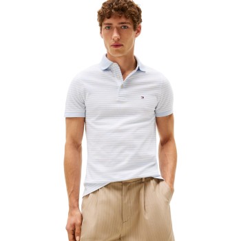 Tommy Hilfiger Uomo Maglietta Polo Maniche Corte 1985 Slim Fit - L Blu (Breezy Blue/White) Tommy Hilfiger Uomo Maglietta Polo Maniche Corte 1985 Slim Fit - L Blu (Breezy Blue/White)