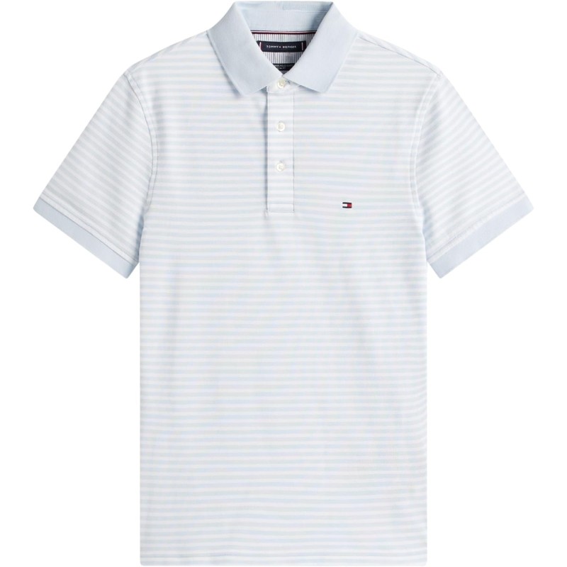 Tommy Hilfiger Uomo Maglietta Polo Maniche Corte 1985 Slim Fit - L Blu (Breezy Blue/White) Tommy Hilfiger Uomo Maglietta Polo Maniche Corte 1985 Slim Fit - L Blu (Breezy Blue/White)