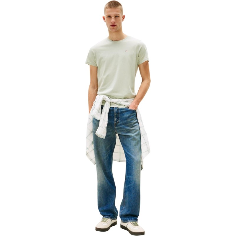 Tommy Jeans Uomo T-Shirt Maniche Corte Tjm Original Slim - S Green (Misty Sage)