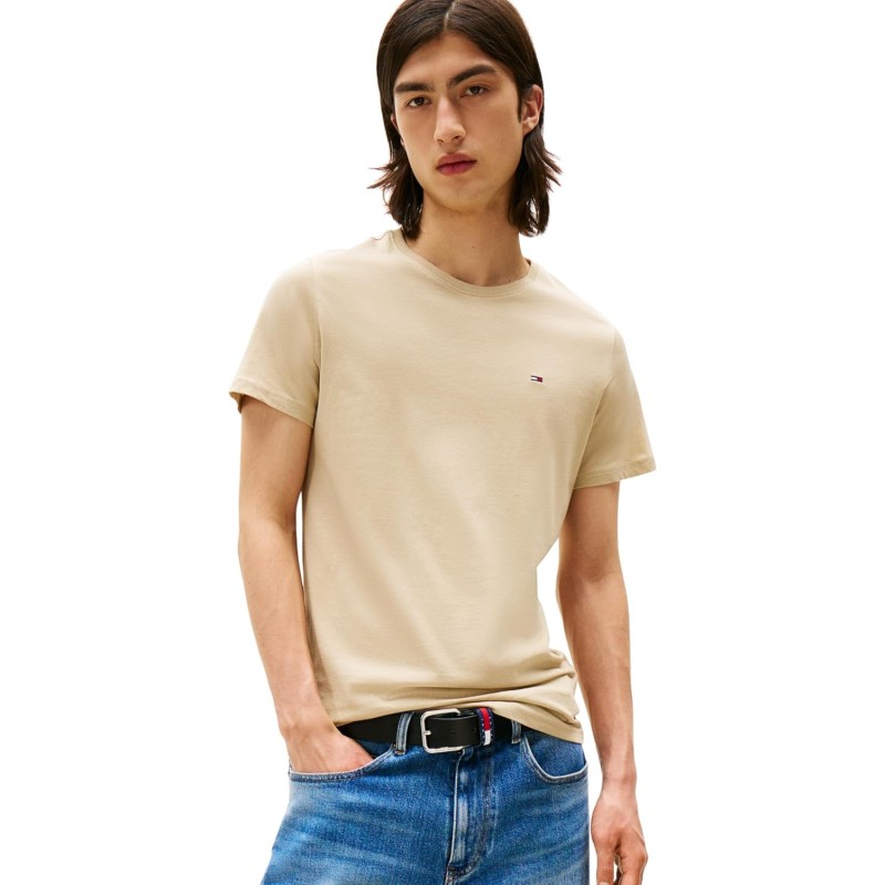Tommy Jeans Uomo T-Shirt Maniche Corte Tjm Original Slim - 3XL Plus Khaki (Silt)