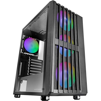 MARSGAMING MC-VAULT, Case Gaming ATX, 4x Ventole ARGB 120mm, Pannello Frontale Mesh con Design Verticale, Finestra Laterale Vetro Temperato, 3x Slot PCI Verticali, Semitorre PC Professionale, Nero MARSGAMING MC-VAULT, Case Gaming ATX, 4x Ventole ARGB 120mm, Pannello Frontale Mesh con Design Verticale, Finestra Laterale Vetro Temperato, 3x Slot PCI Verticali, Semitorre PC Professionale, Nero