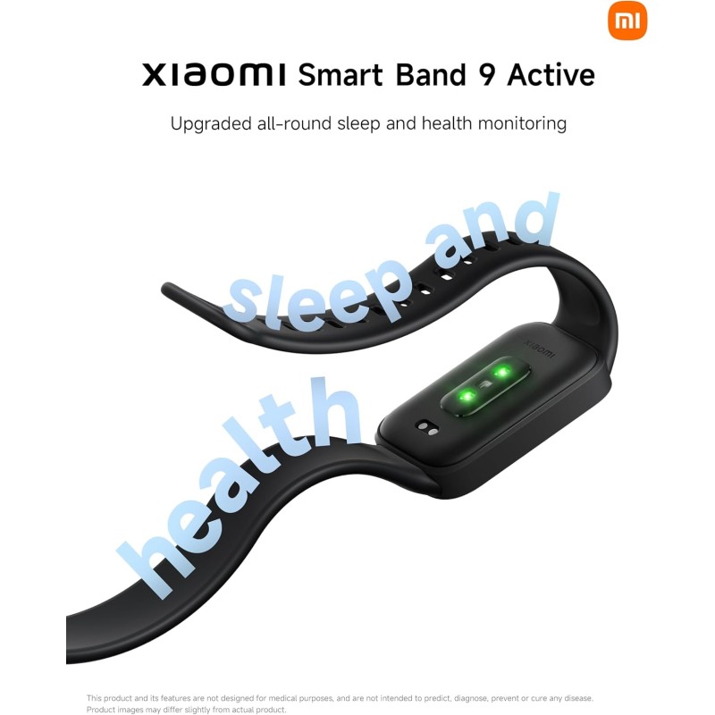 XIAOMI Smart Band 9 Active, Schermo TFT 1.47", Monitoraggio Salute: SpO2, Frequenza Cardiaca, Sonno e Stress, 50 modalità sportive, Resistenza Acqua 5 ATM, Durata Batteria 18 giorni, Nero - Nero