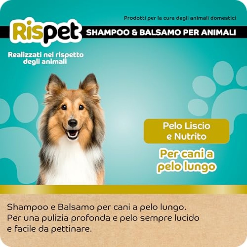 Shampoo e Balsamo Cocco e Cheratina, Detergente e Igienizzante per Cani e Animali a Pelo Lungo, Formula Delicata Senza Allergeni e pH Bilanciato, Profumazione al Cocco, 370ml Shampoo e Balsamo Cocco e Cheratina, Detergente e Igienizzante per Cani e Animali a Pelo Lungo, Formula Delicata Senza Allergeni e pH Bilanciato, Profumazione al Cocco, 370ml