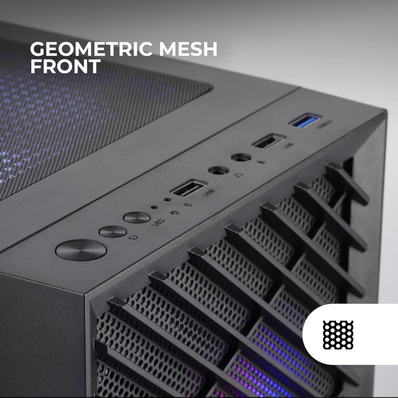MARSGAMING MC-VORTEX, Case Gaming MicroATX, Frontale Mesh Geometrico, Finestra Laterale in Vetro Temperato, 3x Ventole FRGB Rainbow 120mm, Mini Torre PC Compatta con Design a Doppia Camera, Nero MARSGAMING MC-VORTEX, Case Gaming MicroATX, Frontale Mesh Geometrico, Finestra Laterale in Vetro Temperato, 3x Ventole FRGB Rainbow 120mm, Mini Torre PC Compatta con Design a Doppia Camera, Nero