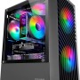 MARSGAMING MC-VORTEX, Case Gaming MicroATX, Frontale Mesh Geometrico, Finestra Laterale in Vetro Temperato, 3x Ventole FRGB Rainbow 120mm, Mini Torre PC Compatta con Design a Doppia Camera, Nero