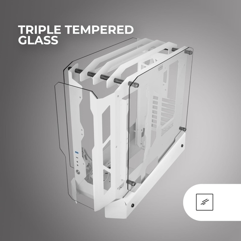 Mars Gaming MC-EDGE, Case Gaming ATX, Design Open Air, Triplo Pannello Vetro Temperato, Semitorre PC Supporto Raffreddamento a Liquido 240mm, Sistema Gestione Cavi Interno, USB-C e USB 3.0, Bianco Mars Gaming MC-EDGE, Case Gaming ATX, Design Open Air, Triplo Pannello Vetro Temperato, Semitorre PC Supporto Raffreddamento a Liquido 240mm, Sistema Gestione Cavi Interno, USB-C e USB 3.0, Bianco