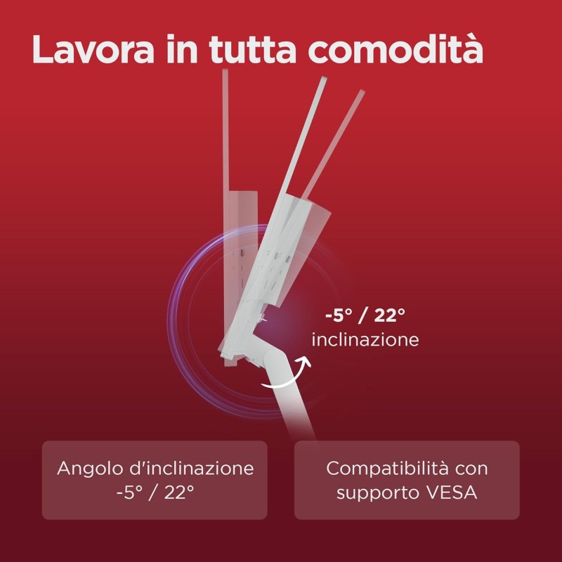 Lenovo L27i-4A Monitor 27" FHD (1920x1080), IPS, 1ms, 100Hz, Altoparlanti integrati, Low Blue Light, Bordi Ultrasottili, Regolabile, HDMI e VGA - 27 pollici