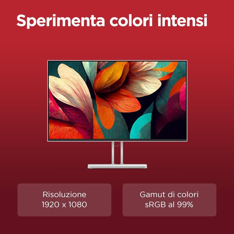 Lenovo L27i-4A Monitor 27" FHD (1920x1080), IPS, 1ms, 100Hz, Altoparlanti integrati, Low Blue Light, Bordi Ultrasottili, Regolabile, HDMI e VGA - 27 pollici