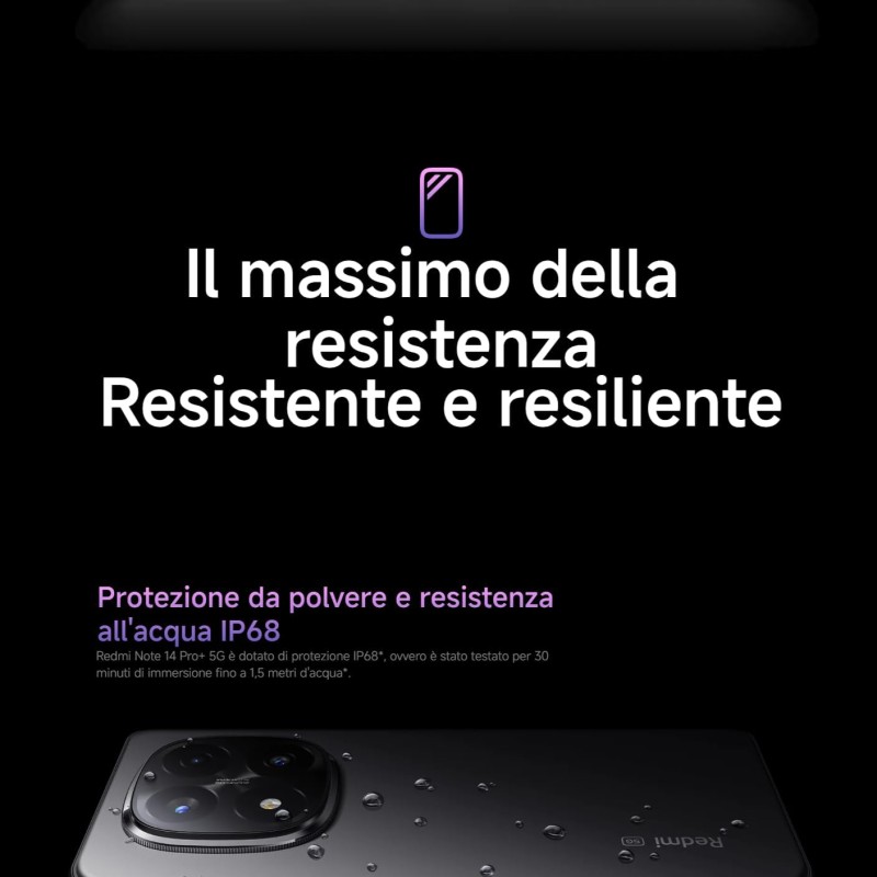 Smartphone Xiaomi Redmi Note 14 Pro+ 5G, 12+512GB, fotocamera AI di livello professionale da 200MP, IP68, HyperCharge da 120W, funzionalità AI (caricabatterie non incluso), Nero - 12+512GB black Smartphone Xiaomi Redmi Note 14 Pro+ 5G, 12+512GB, fotocamera AI di livello professionale da 200MP, IP68, HyperCharge da 120W, funzionalità AI (caricabatterie non incluso), Nero - 12+512GB black