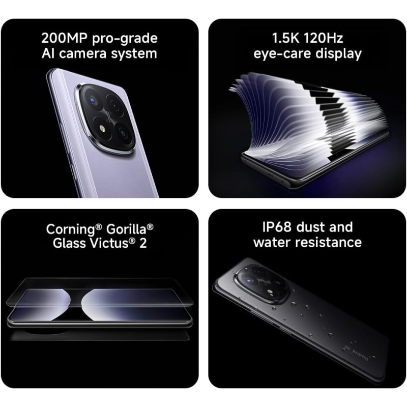 XIAOMI Smartphone Redmi Note 14 Pro+ 5G, 12+512GB, fotocamera AI di livello professionale da 200MP, IP68, HyperCharge da 120W, funzionalità AI (caricabatterie non incluso), Viola - 12+512GB purple XIAOMI Smartphone Redmi Note 14 Pro+ 5G, 12+512GB, fotocamera AI di livello professionale da 200MP, IP68, HyperCharge da 120W, funzionalità AI (caricabatterie non incluso), Viola - 12+512GB purple