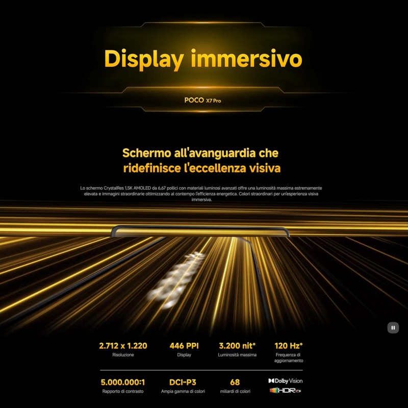 Xiaomi POCO X7 Pro (smartphone), 12+512GB, 50MP camera principale con OIS, batteria da 6.000mAh (typ) con ricarica HyperCharge da 90W, IP68, funzioni AI (caricabatterie non incluso), Giallo - 12+512GB Giallo Xiaomi POCO X7 Pro (smartphone), 12+512GB, 50MP camera principale con OIS, batteria da 6.000mAh (typ) con ricarica HyperCharge da 90W, IP68, funzioni AI (caricabatterie non incluso), Giallo - 12+512GB Giallo