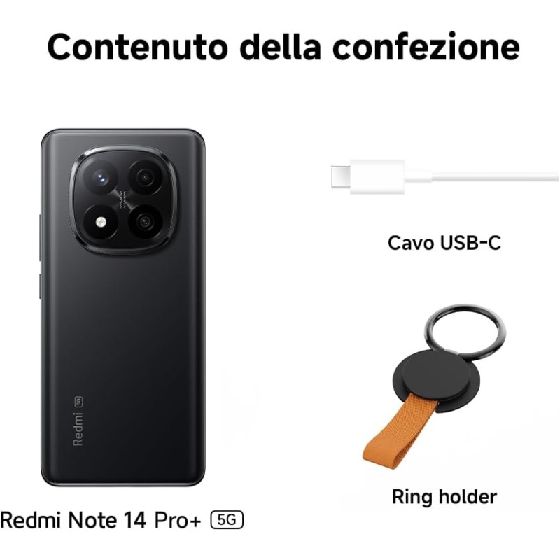 XIAOMI Smartphone Redmi Note 14 Pro+ 5G, 12+512GB, fotocamera AI di livello professionale da 200MP, IP68, HyperCharge da 120W, funzionalità AI (caricabatterie non incluso), Blu - 12+512GB blue XIAOMI Smartphone Redmi Note 14 Pro+ 5G, 12+512GB, fotocamera AI di livello professionale da 200MP, IP68, HyperCharge da 120W, funzionalità AI (caricabatterie non incluso), Blu - 12+512GB blue