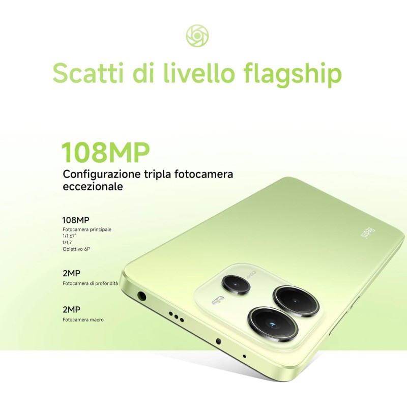 XIAOMI Smartphone Redmi Note 14, 8+256GB, Sistema fotografico con AI da 108MP, batteria da 5500mAh, display Eye-Care da 120Hz, funzionalità AI (caricabatterie non incluso),Blu - 8+256GB blue