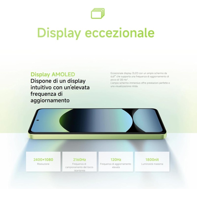 XIAOMI Smartphone Redmi Note 14, 8+256GB, Sistema fotografico con AI da 108MP, batteria da 5500mAh, display Eye-Care da 120Hz, funzionalità AI (caricabatterie non incluso),Blu - 8+256GB blue