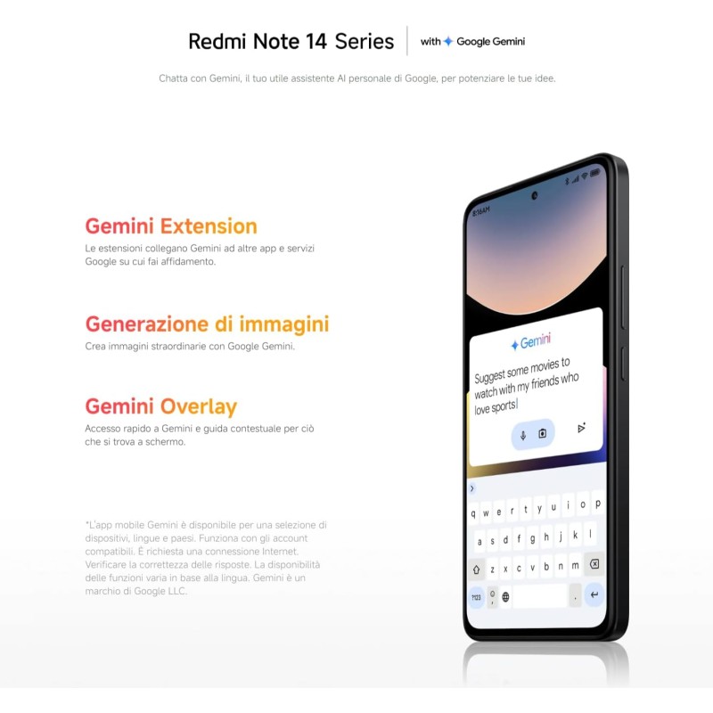 XIAOMI Smartphone Redmi Note 14, 8+256GB, Sistema fotografico con AI da 108MP, batteria da 5500mAh, display Eye-Care da 120Hz, funzionalità AI (caricabatterie non incluso),Blu - 8+256GB blue