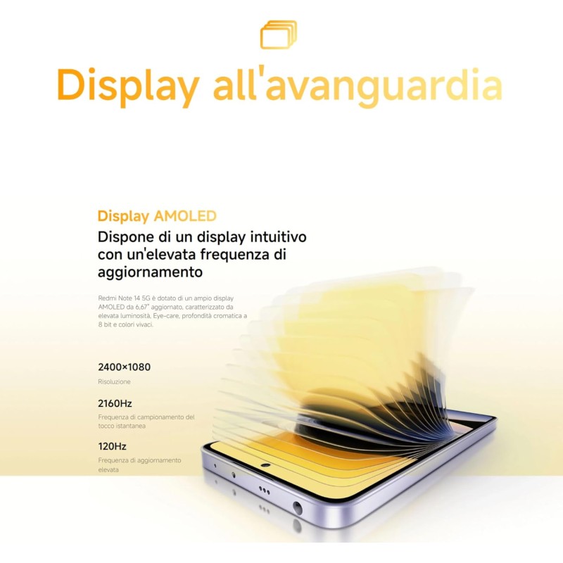 Smartphone Xiaomi Redmi Note 14 5G, 8+256GB, Sistema fotografico AI da 108MP, batteria da 5110mAh, display con tecnologia Eye-Care da 120Hz, funzionalità AI (caricabatterie non incluso), Verde - 8+256GB green Smartphone Xiaomi Redmi Note 14 5G, 8+256GB, Sistema fotografico AI da 108MP, batteria da 5110mAh, display con tecnologia Eye-Care da 120Hz, funzionalità AI (caricabatterie non incluso), Verde - 8+256GB green