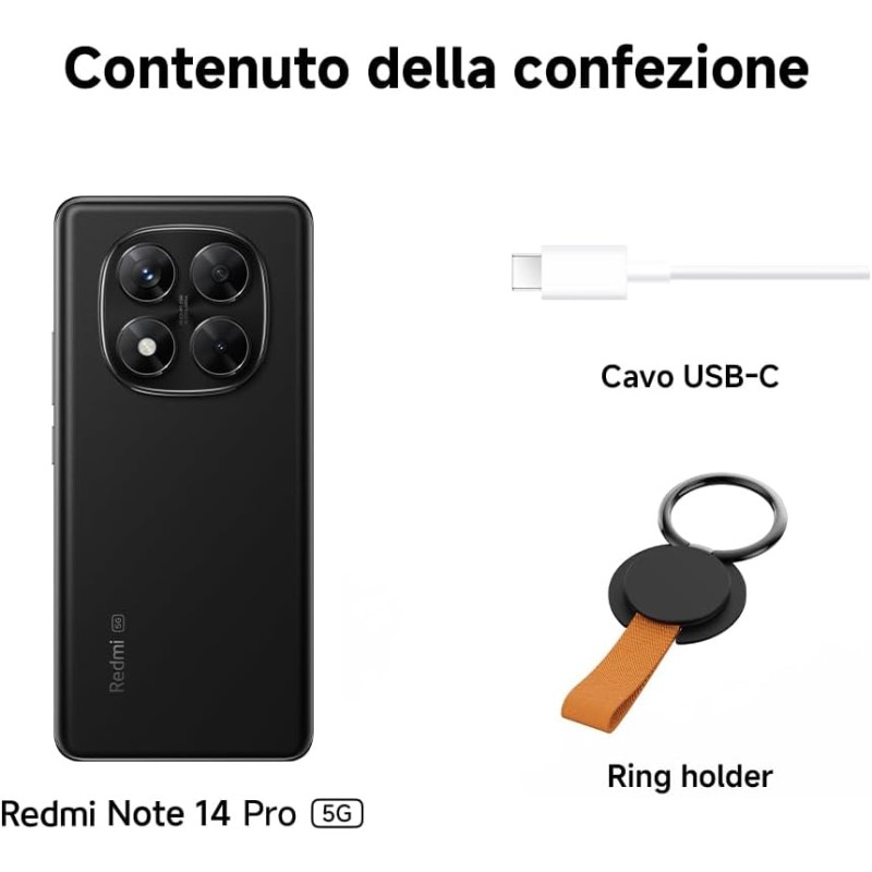 XIAOMI Smartphone Redmi Note 14 Pro 5G, 12+512GB, fotocamera AI da 200MP, IP68, ricarica turbo da 45W con batteria da 5110mAh, funzionalità AI (caricabatterie non incluso), Purple - 12+512GB purple XIAOMI Smartphone Redmi Note 14 Pro 5G, 12+512GB, fotocamera AI da 200MP, IP68, ricarica turbo da 45W con batteria da 5110mAh, funzionalità AI (caricabatterie non incluso), Purple - 12+512GB purple