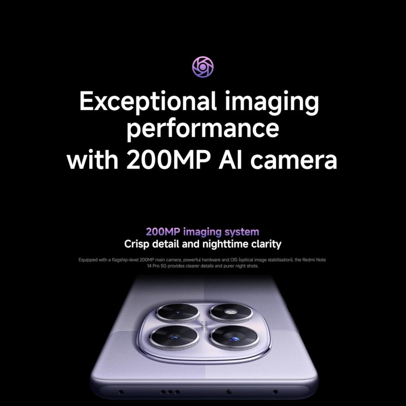 XIAOMI Smartphone Redmi Note 14 Pro 5G, 8+256GB, fotocamera AI da 200MP, IP68, ricarica turbo da 45W con batteria da 5110mAh, funzionalità AI (caricabatterie non incluso), Nero - 8+256GB black XIAOMI Smartphone Redmi Note 14 Pro 5G, 8+256GB, fotocamera AI da 200MP, IP68, ricarica turbo da 45W con batteria da 5110mAh, funzionalità AI (caricabatterie non incluso), Nero - 8+256GB black