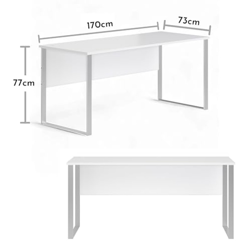 Stella Trading Amanda - Scrivania in bianco – Moderno tavolo da ufficio per computer per il vostro ufficio domestico, 170 x 77 x 73 cm (L x A x P) - Schreibtisch Bianco