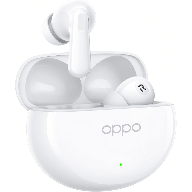 OPPO Enco Air4 Auricolari True Wireless,44h di Autonomia, Driver in Titanio, Bluetooth 5.4, Controlli Touch, Cancellazione del rumore AI, Android e iOS, IP55, [Versione Italiana], Silky White - Bianco