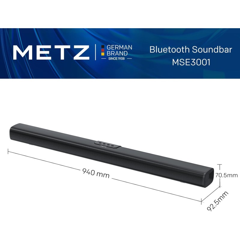Metz Smart TV, MQE7600Z, 43", QLED, 4K, UHD, HDR 10+, Google TV, Matte Screen, Eye Care, Flicker-Free, Auto Ambient Light Sensor, HDMI, USB, Grigio Soundbar Bluetooth, MSE3001Z Metz Smart TV, MQE7600Z, 43", QLED, 4K, UHD, HDR 10+, Google TV, Matte Screen, Eye Care, Flicker-Free, Auto Ambient Light Sensor, HDMI, USB, Grigio Soundbar Bluetooth, MSE3001Z